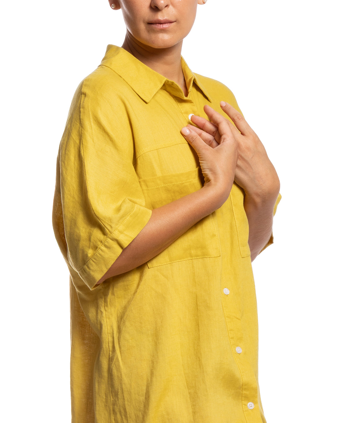Linen Shirt Dress - Sunflower Yellow ENLACE FASHION Linen Shirt Dress - Sunflower Yellow ENLACE FASHION