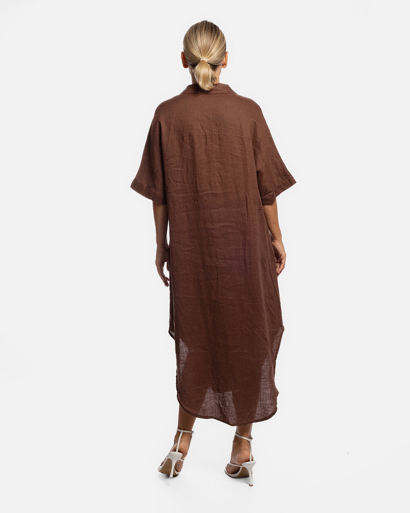 Linen Shirt Dress - Chocolate Brown ENLACE FASHION Linen Shirt Dress - Chocolate Brown ENLACE FASHION