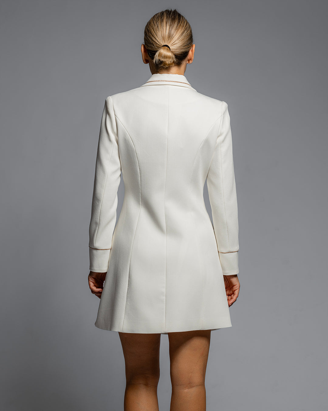 Elegance Pleated Blazer Dress - White ENLACE FASHION Elegance Pleated Blazer Dress - White ENLACE FASHION