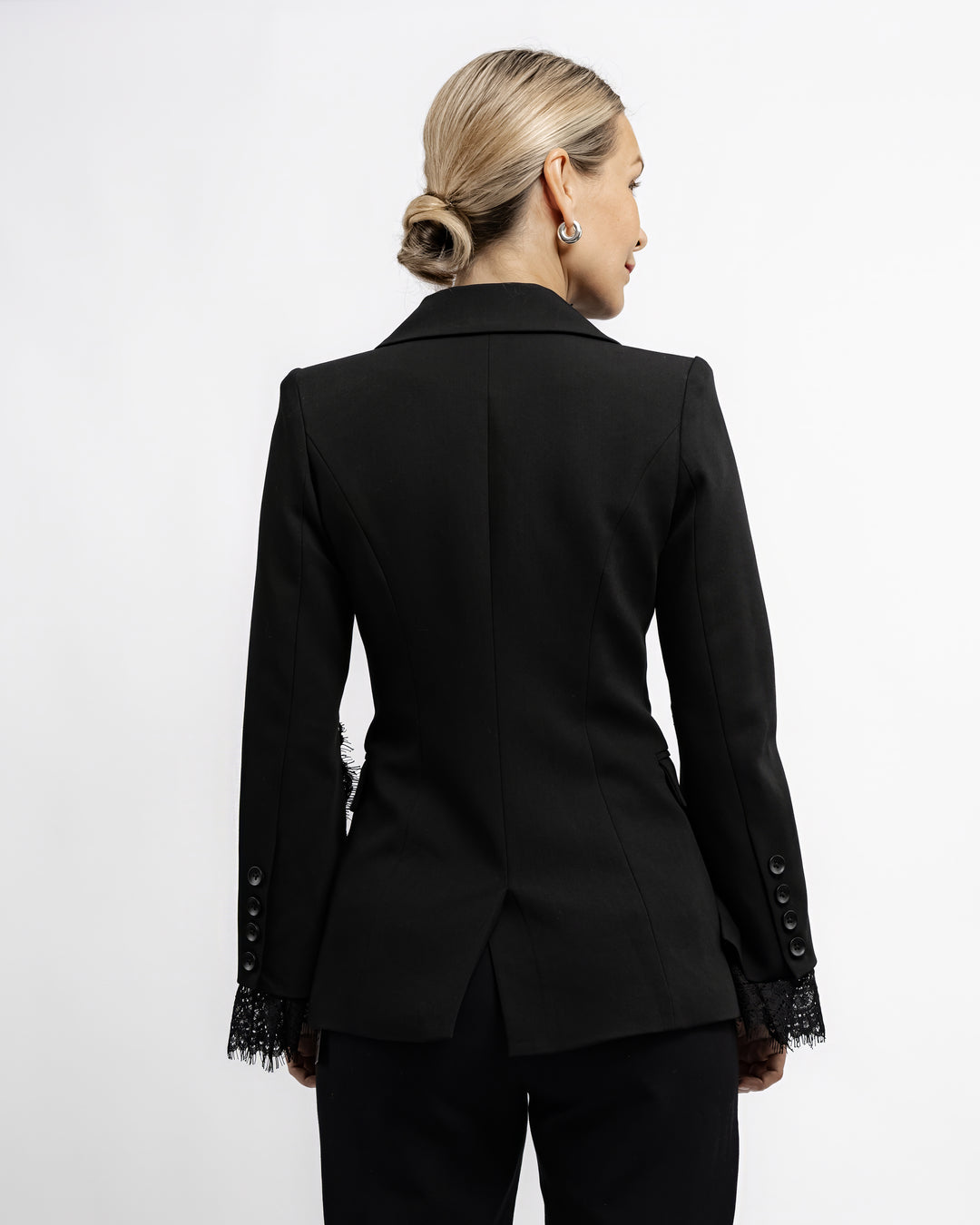 Lace-Trim Tailored Suit – Black