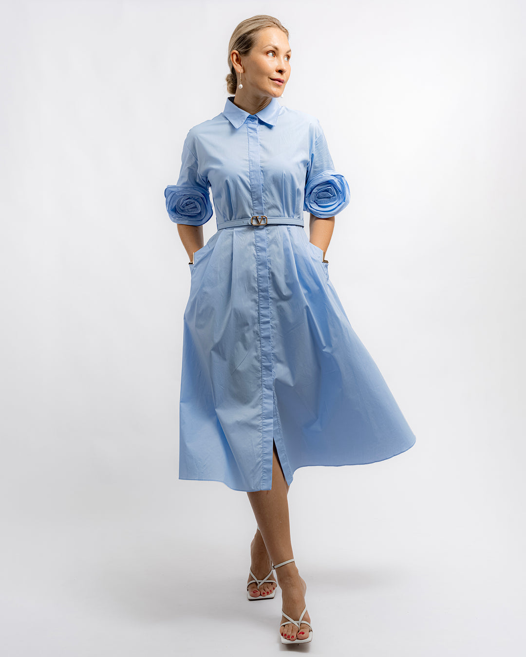 Floral Sleeve Shirt Dress