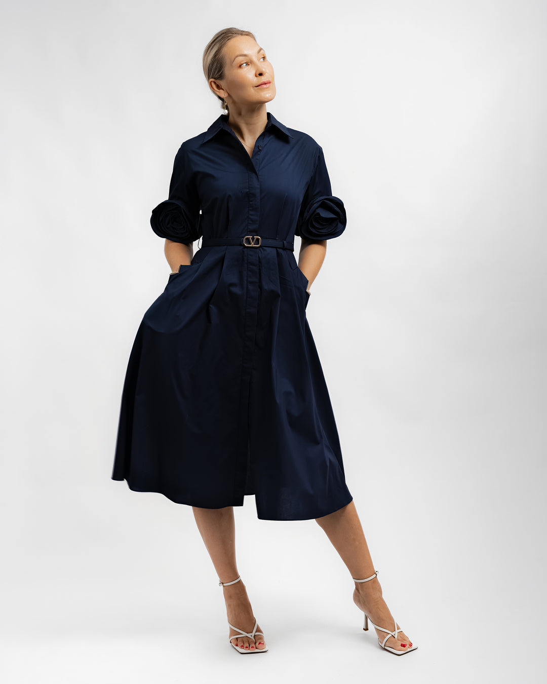 navy floral shirt dress Navy Floral Print Cotton Maxi Shirt Dress - All Dresses