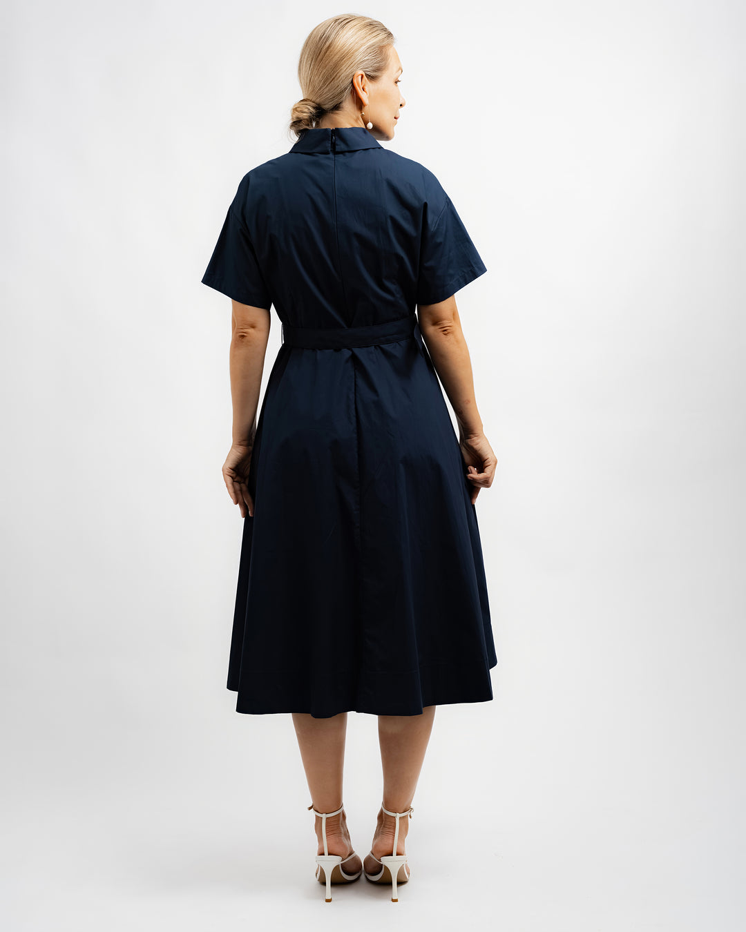 navy lace shirt dress Navy Embroidered Lace Shirt Dress with Sash By BADGLEY MISCHKA Elilhaam