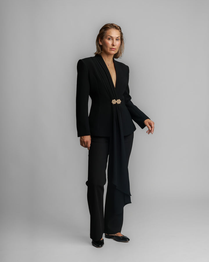 Draped Tuxedo Suit – Black