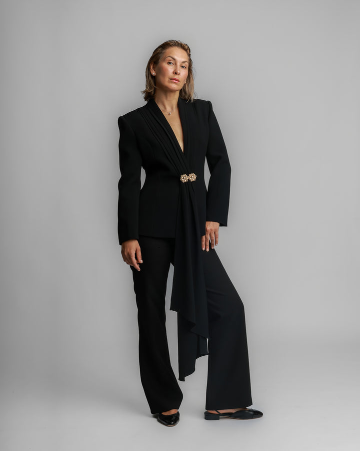 Draped Tuxedo Suit – Black