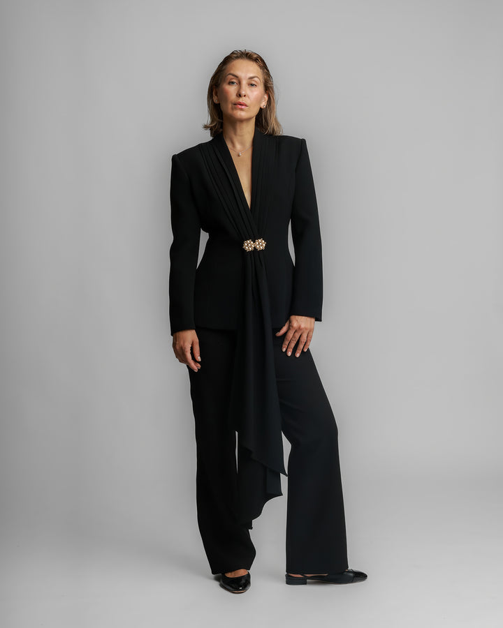 Draped Tuxedo Suit – Black