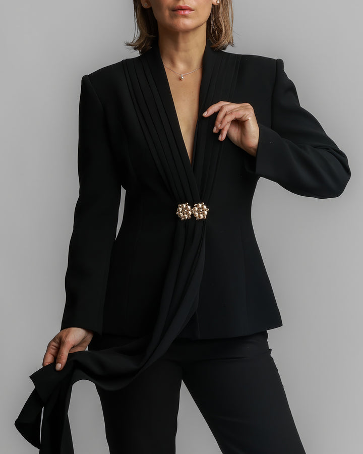 Draped Tuxedo Suit – Black