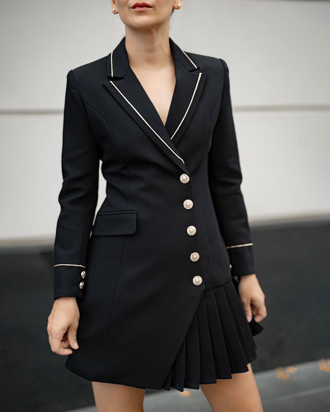 Elegance Pleated Blazer Dress - Black ENLACE FASHION Elegance Pleated Blazer Dress - Black ENLACE FASHION
